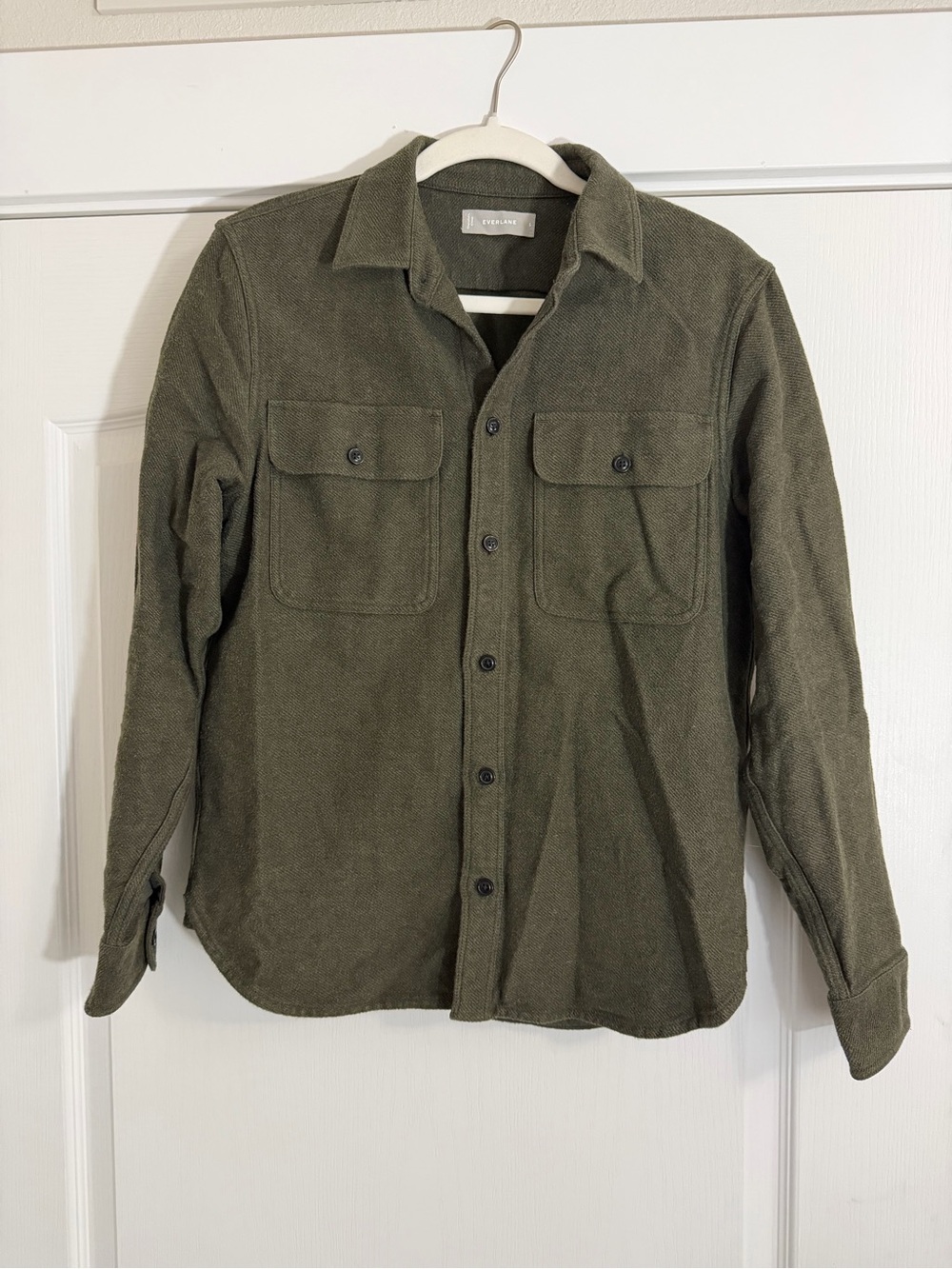 Olive Green Button-Up Jacket Everlane